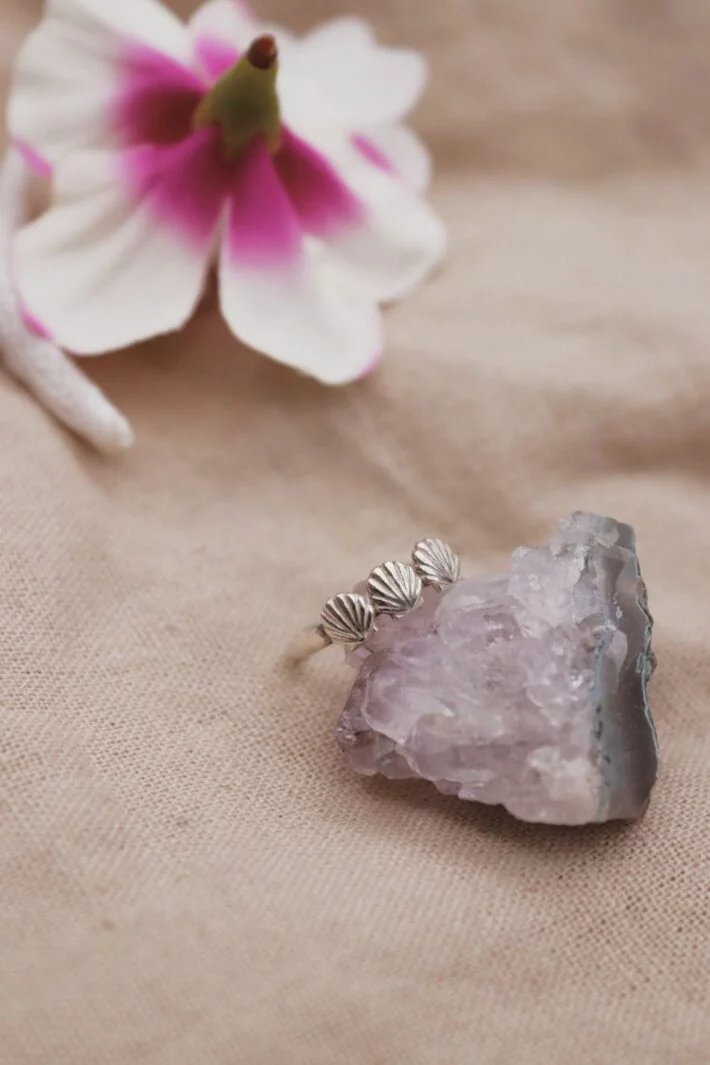 טבעת 3 צדפים קטנים מכסף טהור 925 1.jpg