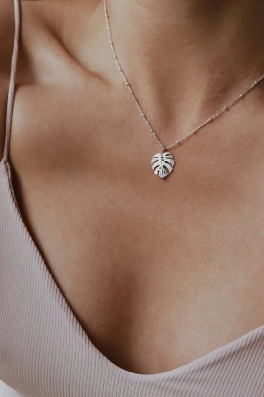 שרשרת עלה מונסטרה מכסף טהור 925.jpg