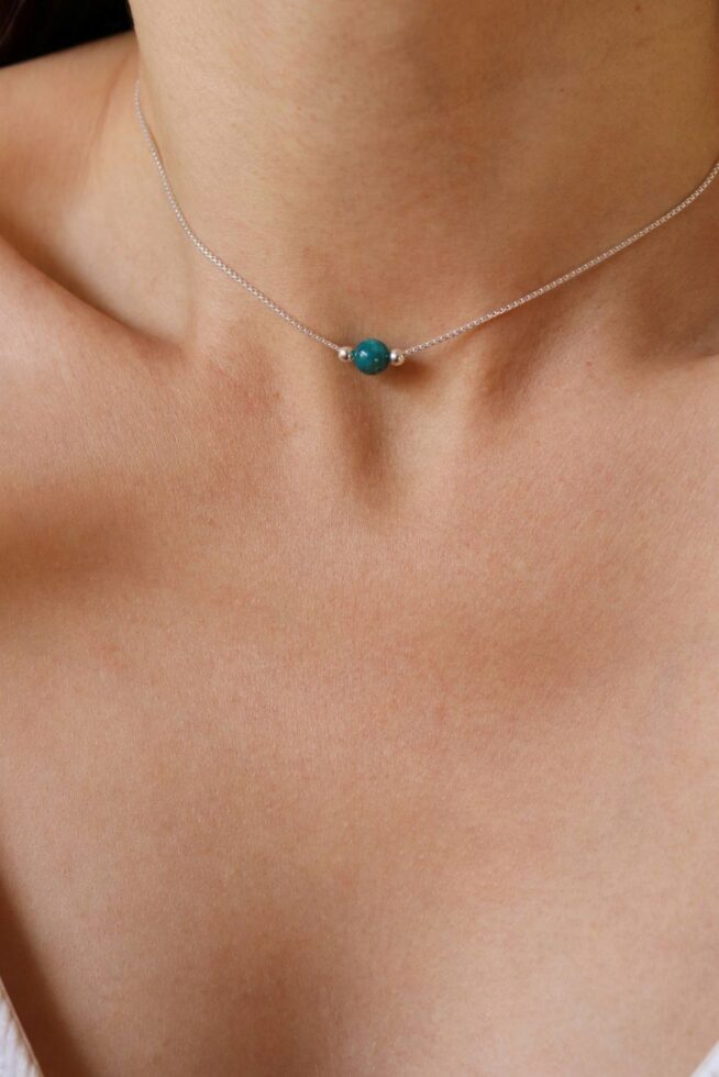 שרשרת צוקר אבן חן אפטייט עדינה בגוון כחול עמוק מכסף טהור 925 2.jpg