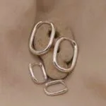 עגילי חישוק מלבנים מכסף 925 01