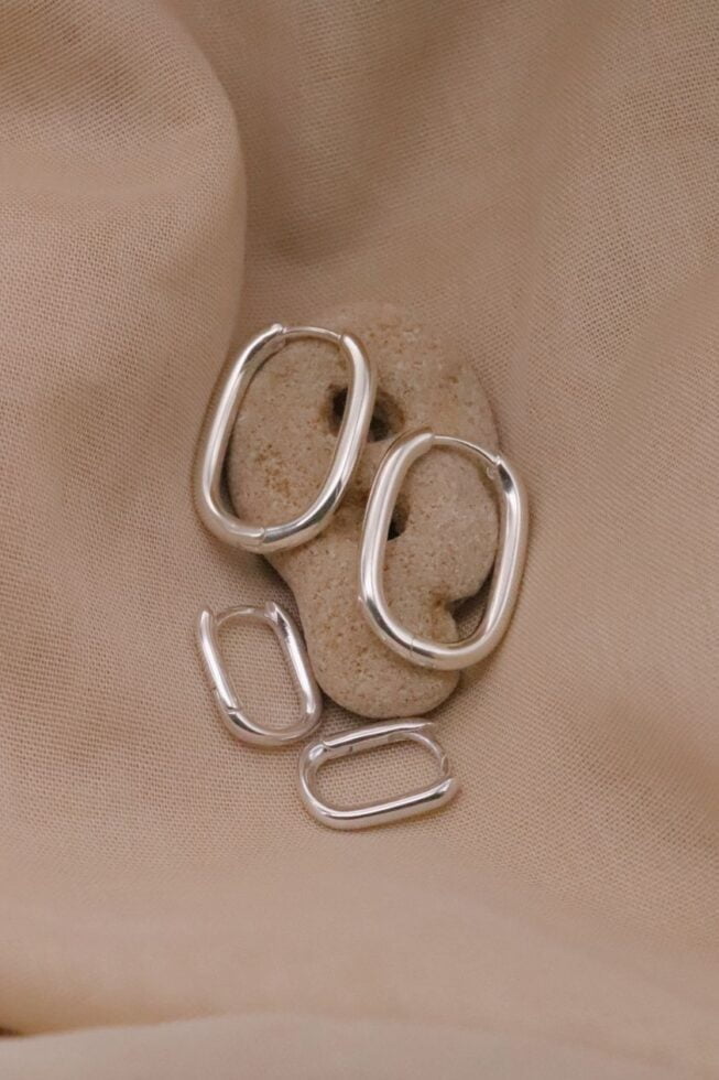 עגילי חישוק מלבנים מכסף 925 01