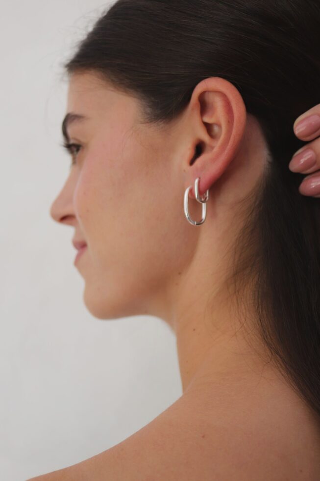 עגילי חישוק מלבנים מכסף 925 01