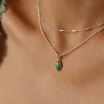 סט שרשראות כסף מדורגות לאישה עם אבן חן קריסופרס ירוקה כסף 925 (1)