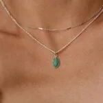 סט שרשראות כסף מדורגות לאישה עם אבן חן קריסופרס ירוקה כסף 925 (2)