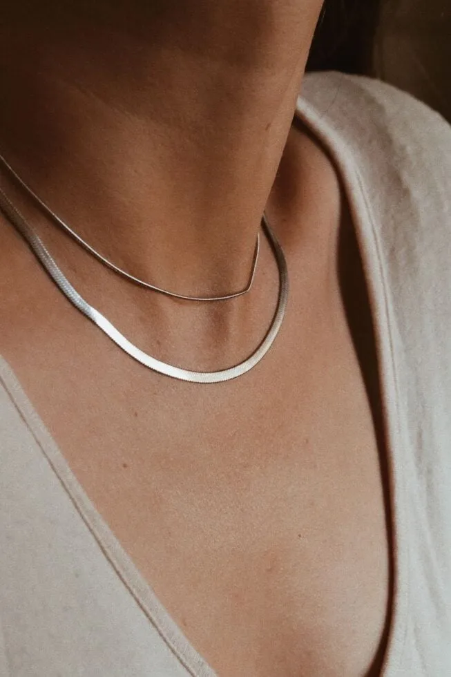 שרשרת כפולה מדורגת ללא תליון ועמידה במים שרשרת כפולה מדורגת ללא תליון ועמידה במים