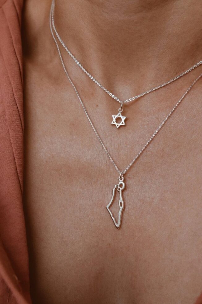 שרשרת מגן דוד עדינה ושרשרת מפת ישראל מכסף 925