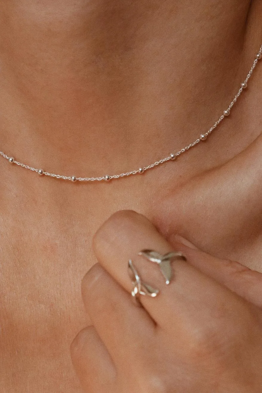 שרשרת כסף ללא תליון בדוגמא של כדוריות כסף. שרשרת כסף לנשים כסף 925