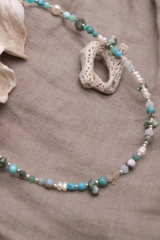 שרשרת אבני חן לאישה, שרשרת ,פנינים קצרה, שרשראות פנינים לנשים