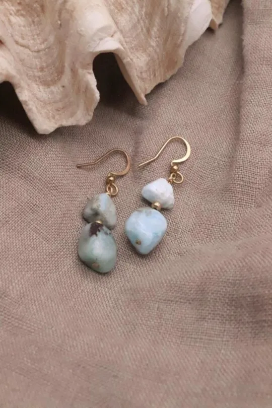 עגילי לרימר לאישה, עגילי אבן חן, עגילי זהב עם אבן חן, עגילים תלויים לנשים, סגולות אבן לרימר