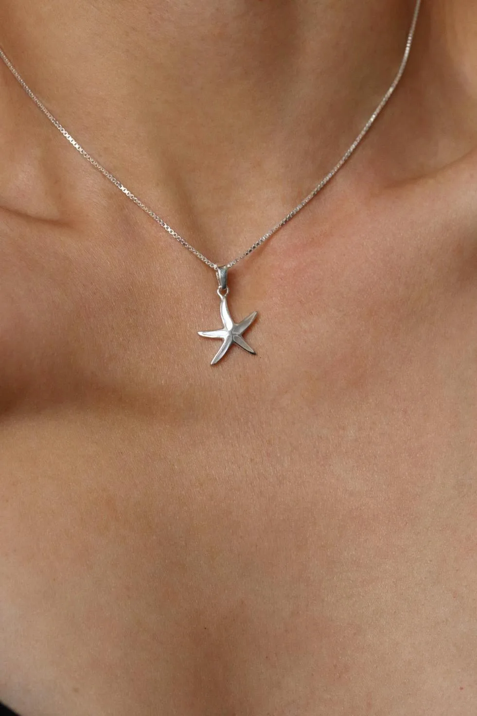 שרשרת כוכב ים, צדף אם הפנינה, שרשראות כסף מיוחדות, תליון כוכב ים, שרשראות כסף לנשים, שרשראות לנערות, שרשרת עם כוכב ים מכסף 925 (2)