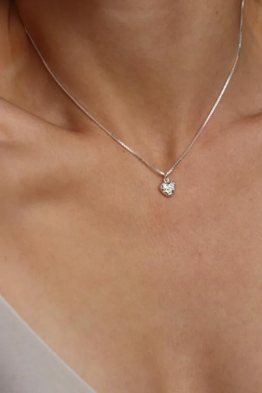 שרשרת לב מרוקע, תליון לב מכסף 925, שרשראות כסף עדינות, שרשראות כסף מיוחדות, שרשרת לב מכסף, שרשרת מתנה לחברה, מתנת גיוס