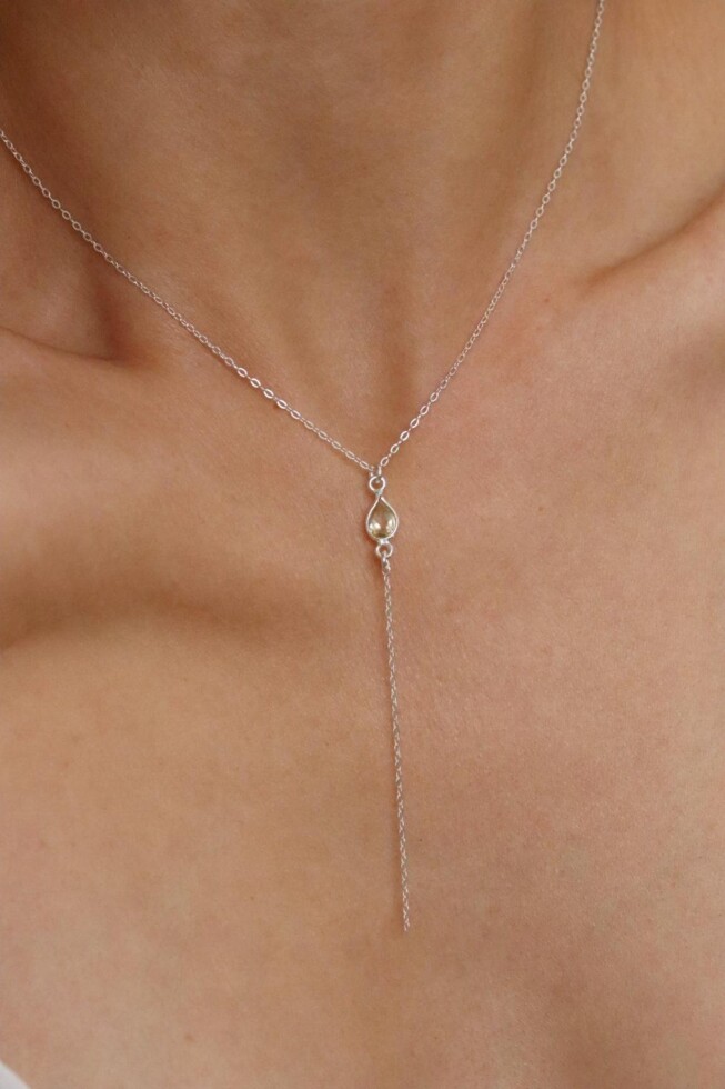 שרשרת סיטרין כסף 925, שרשראות אבני חן, שרשראות אבנים, שרשראות עניבה, שרשראות קולר, שרשראות עדינות לנשים, תכשיטים עם אבן סיטרין, אבני חושן