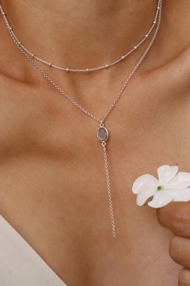 שרשרת לברדורייט, סט שרשראות לאישה, שרשראות כסף עם אבני חן, אבן לברדורייט, תכשיטים עם אבני חן