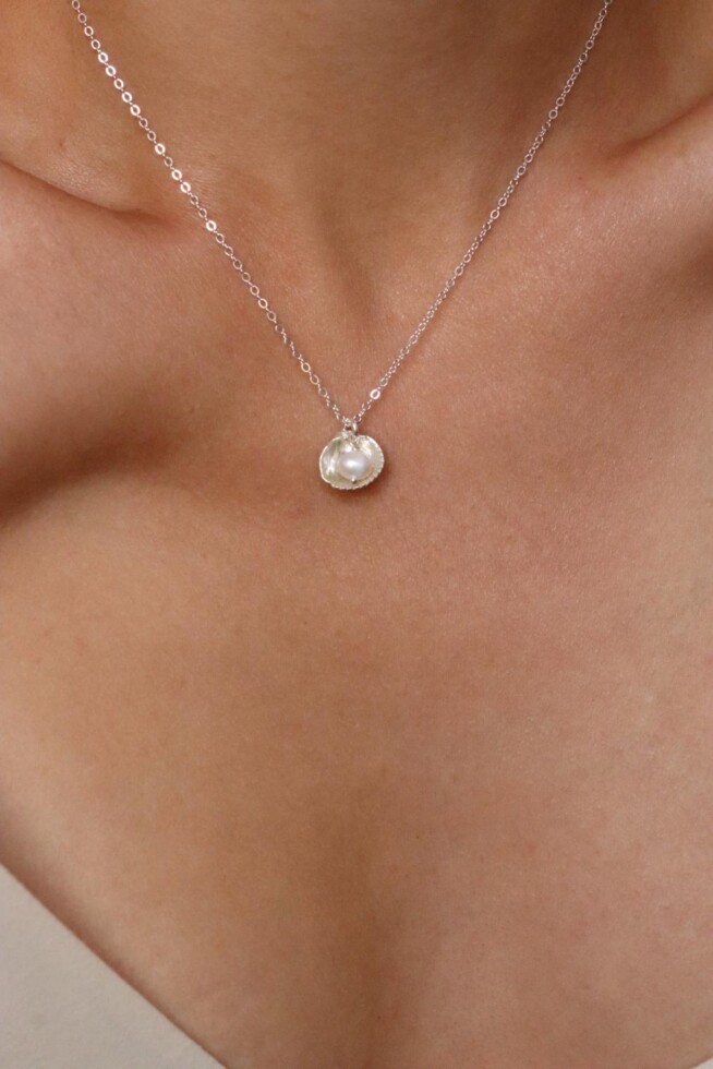 שרשרת צדף כסף 925, שרשראות פנינים, שרשראות צדפים, שרשראות עדינות לנשים, שרשרת צדף לאישה, שרשרת לולאות מכסף