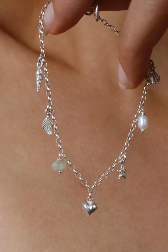 צמיד צ'ארמים, צמידי כסף מיוחדים, צמידים לנשים, צמידים עדינים, צמיד תליונים נופלים, צמיד אקוומרין לאישה (2)
