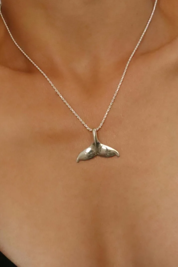 שרשרת תליון סנפיר, שרשרת סנפיר לגבר, שרשרת זנב לוויתן, שרשרת למזל, שרשראות יוניסקס, שרשראות כסף לגברים, שרשראות כסף ארוכות (2)