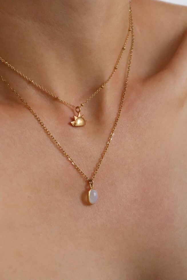 סט שרשראות לאישה, סט תכשיטים לנשים, שרשרת מונסטון לאישה, שרשרת שמש לאישה, אבן אהבה, אבן ירח, שרשראות אבני חן