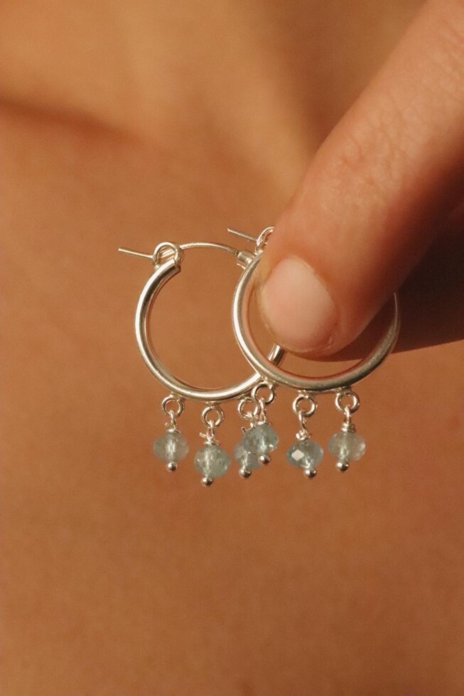 עגילי אקוומרין לאישה, תכשיטים עם אקוומרין, עגילים עם אבני חן, אבן אקווה מרין, אבן אקוומרין, אבני מזל, תכשיטי אבנים