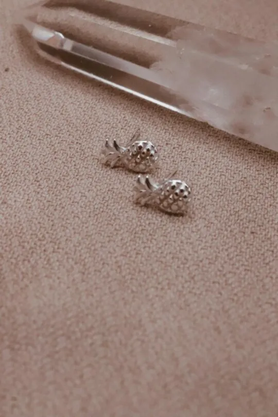 עגילי אננס צמודים לאוזן, עגילים לחיילות, עגילים תקניים לצבא, עגילים עם אננס, עגילי כסף צמודים, עגילים צמודים לאוזן