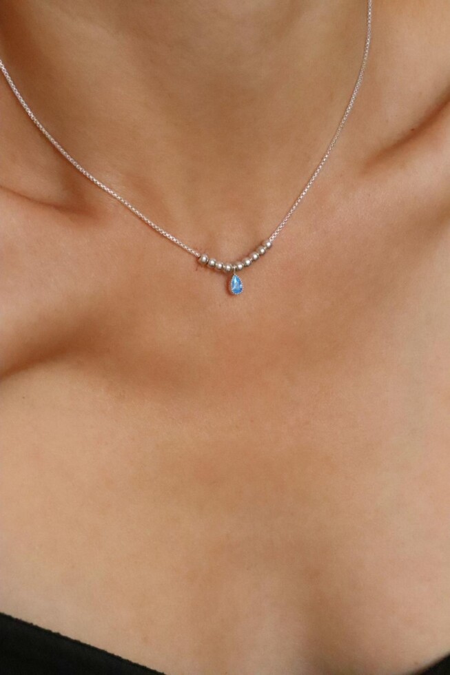 שרשרת משובצת, שרשרת טיפה לאישה, תיליון טיפה משובץ, שרשראות כסף עדינות, שרשראות כסף לנשים, שרשרת כסף לאישה