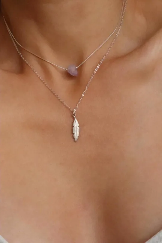 סט שרשראות לאישה, שרשרת אמטיסט לאישה, אמטיסט גולמית, שרשראות אבני חן, שרשרת אמטיסט כסף 925, שרשרת אמטיסט גולמית