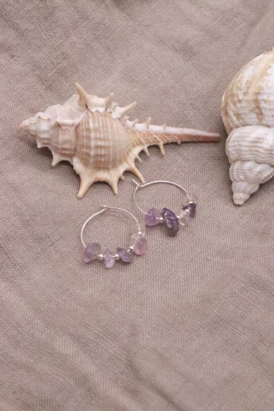 עגילי חישוק אמטיסט, עגילי אבן חן, תכשיטי כסף לאישה, עגילי חישוק דקים, עגילי חישוק קטנים, אבן השפע, אבן אחלמה