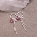 עגילי חישוק עם אבן חן, עגילי לפידולייט, עגילי חישוק קטנים, עגילי חישוק פנינה, עגילי פנינים לנשים, תכשיטים עם אבני חן, תכשיטי לפידולייט (2)