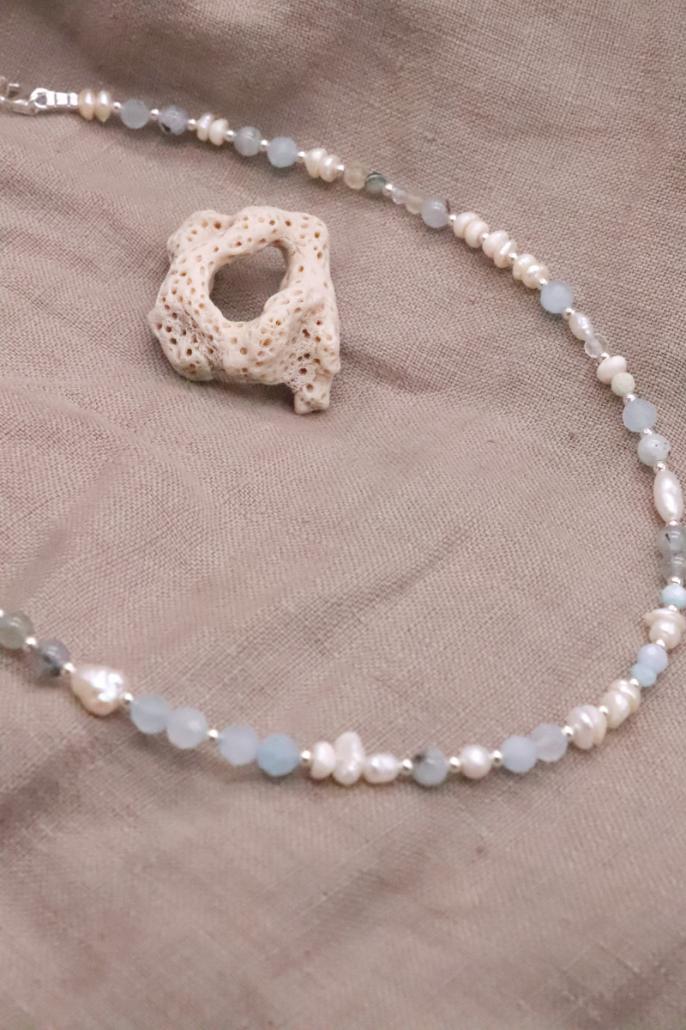 שרשרת אבן חן לאישה, שרשראות אבני חן לנשים, שרשרת אקוומרין לאישה, תכשיטי אבני חן לנשים, שרשרת אבן חן קצרה, אבני לידה, אבני מזל