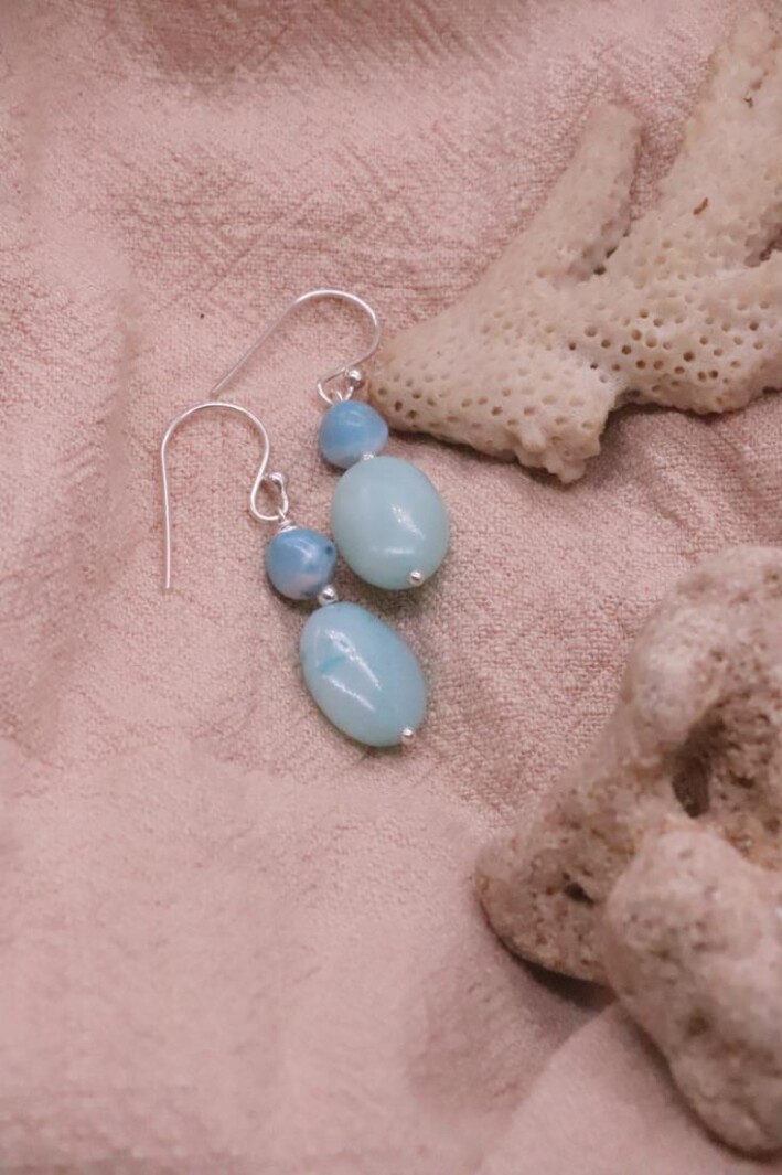 עגילי אמזונייט לאישה, עגילי אבן חן, עגילי כסף תלויים, עגילים תלויים לאישה, עגילי טורקיז מכסף