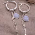 עגילי חישוק אבן חן, עגילי בלו לייס, עגילי אבני חן לאישה, סגולות אבן בלו לייס (2)