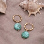 עגילי חישוק אבן חן, עגילי חישוק זהב, עגילי חישוק לאישה, חישוקי זהב לאישה, עגילים עם אבן חן