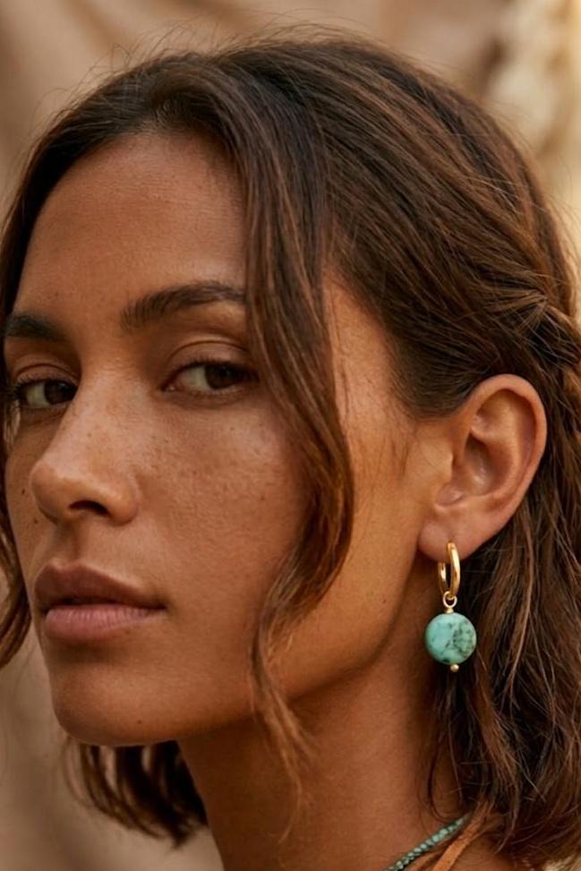 עגילי חישוק עם אבן חן, עגילי טורקיז