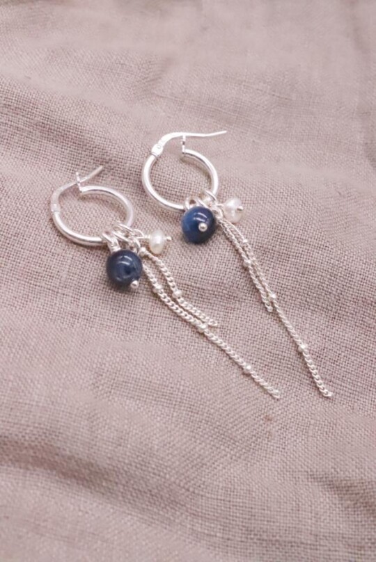 עגילי חישוק עם אבן חן, עגילי פנינה לאישה, עגילי חישוק פנינה כסף 925, עגילי קיאנייט, עגילי פנינה כסף 925, עגילים עם אבני חן, אבני לידה