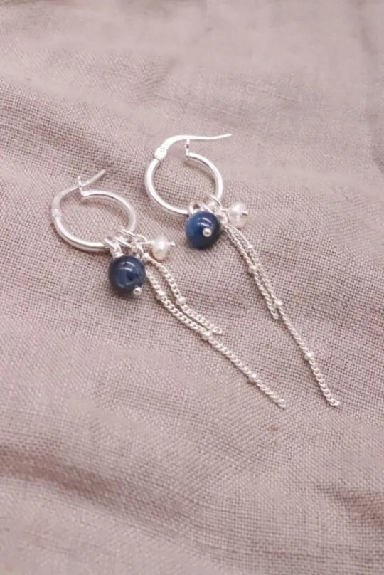 עגילי חישוק עם אבן חן, עגילי פנינה לאישה, עגילי חישוק פנינה כסף 925, עגילי קיאנייט, עגילי פנינה כסף 925, עגילים עם אבני חן, אבני לידה