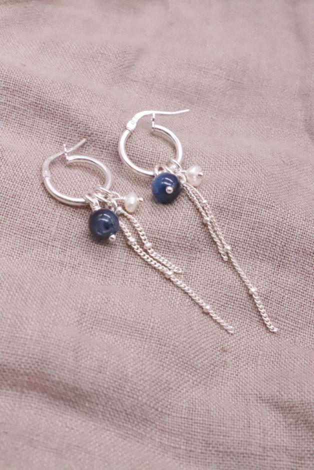 עגילי חישוק עם אבן חן, עגילי פנינה לאישה, עגילי חישוק פנינה כסף 925, עגילי קיאנייט, עגילי פנינה כסף 925, עגילים עם אבני חן, אבני לידה