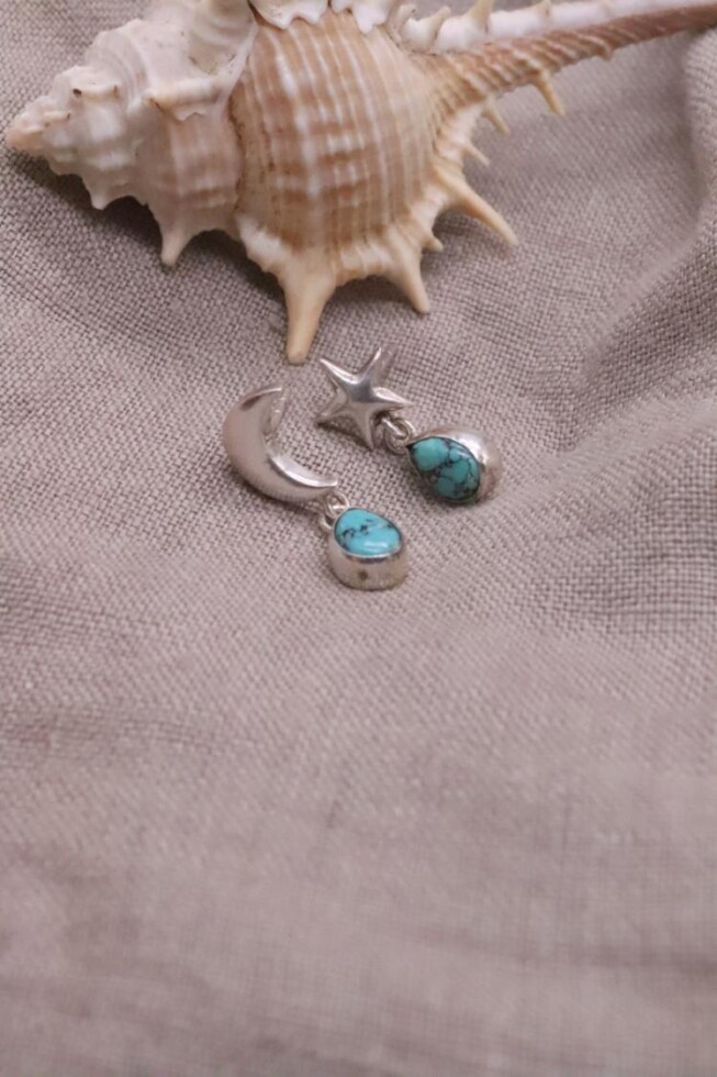 עגילי שמש וירח כסף 925, עגילי אבן חן צמודים לאוזן, עגילים מיוחדים לאישה, עגילי שמש צמודים לאוזן, עגילי ירח צמודים לאוזן (1)