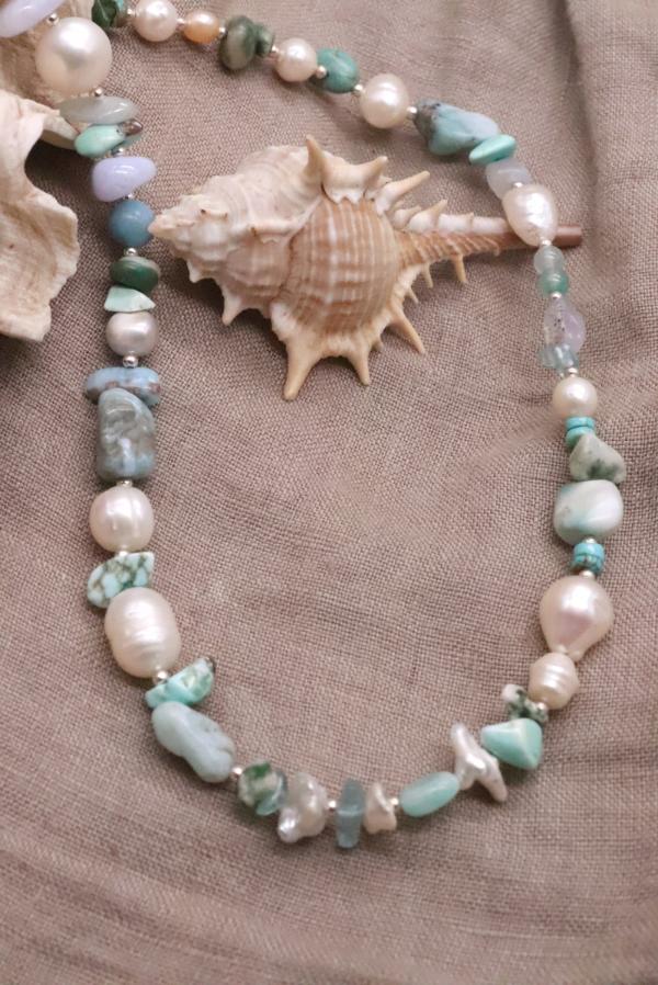 שרשרת אבני חן לאישה, שרשרת פנינים לאישה, שרשרת פנינים קצרה, שרשראות אבנים, שרשרת טורקיז לאישה, תכשיטים עם אבני חן