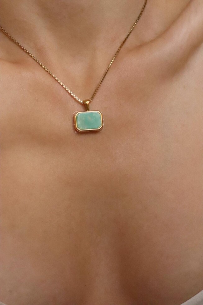 שרשרת אמזונייט זהב, שרשרת זהב עם אבן חן, שרשרת זהב עם תליון אמזונייט, שרשראות אבני חן זהב, שרשראות זהב עם אבני חן