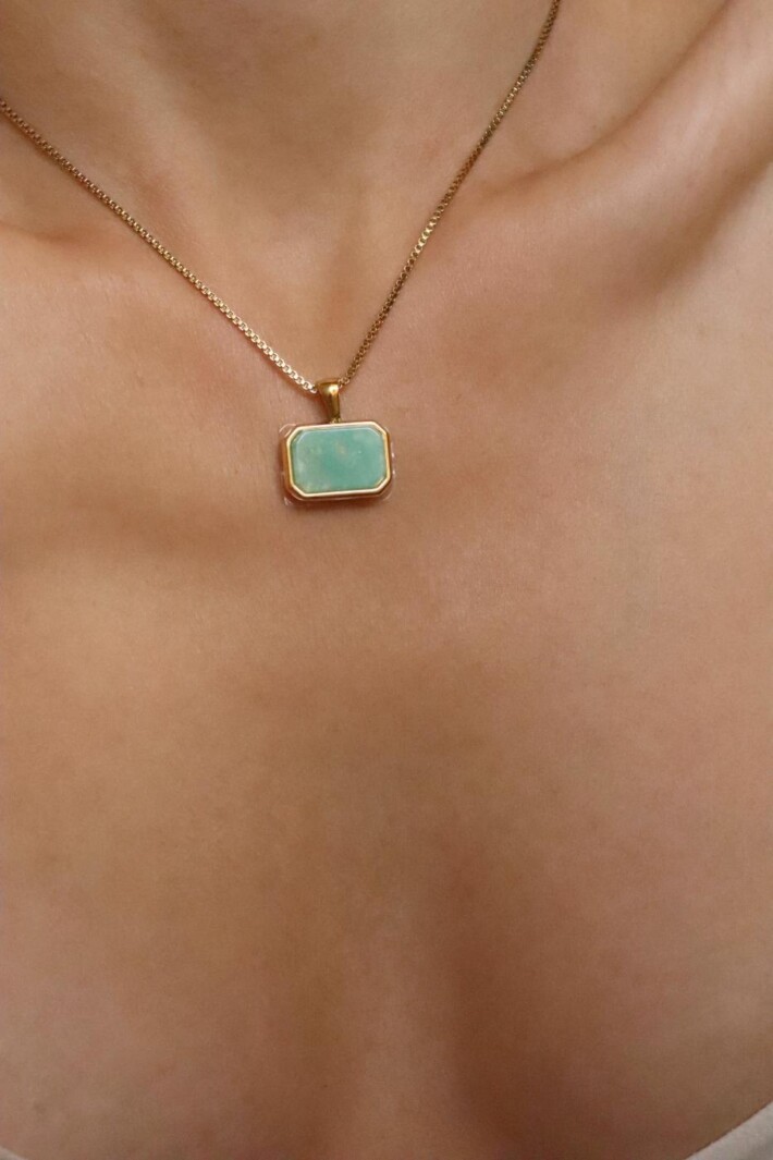 שרשרת אמזונייט זהב, שרשרת זהב עם אבן חן, שרשרת זהב עם תליון אמזונייט, שרשראות אבני חן זהב, שרשראות זהב עם אבני חן