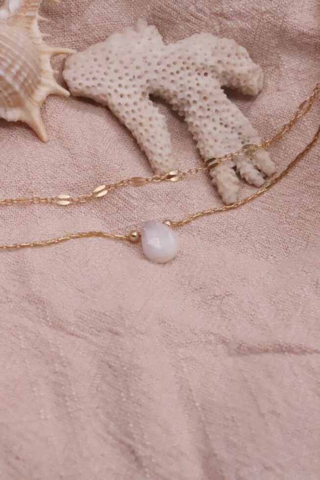 שרשרת מונסטון לאישה, אבן אהבה, סט שרשראות זהב לאישה, שרשראות מונסטון, אבן ירח, סט תכשיטים לאישה, שרשראות מדורגות (1)