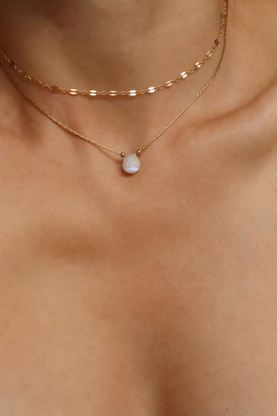 שרשרת מונסטון לאישה, אבן אהבה, סט שרשראות זהב לאישה, שרשראות מונסטון, אבן ירח, סט תכשיטים לאישה, שרשראות מדורגות (2)