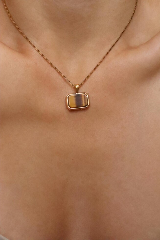 שרשרת עין הנמר, שרשרת זהב עם אבן חן, שרשראות אבני חן ציפוי זהב, שרשראות זהב לנשים, שרשרת אבן חן לאישה, שרשרת זהב עין הנמר