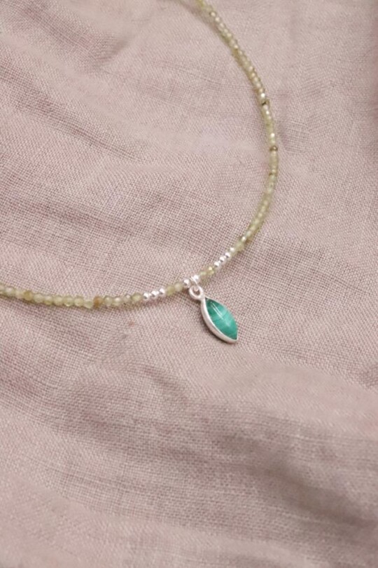 שרשרת פרידוט לאישה, שרשראות חרוזים קצרות, שרשראות אבני חן, שרשרת מלכית לאישה, שרשרת אבן חן כסף 925