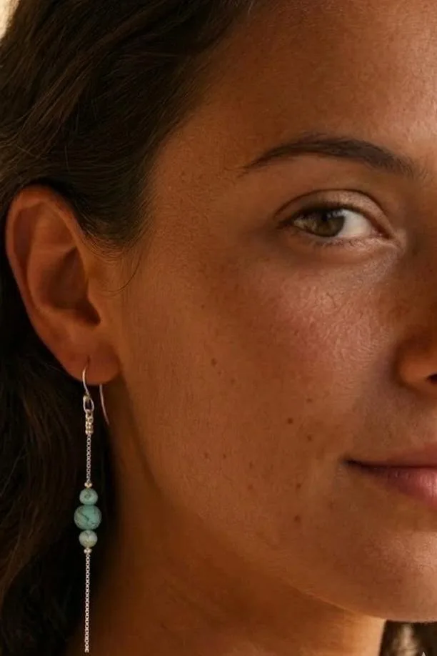 עגילי טורקיז תלויים, עגילי טורקיז כסף 925, עגילי כסף תלויים, עגילים ארוכים, עגילים עם אבן חן