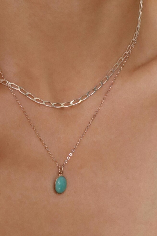 סט שרשראות לאישה, שרשרת אבן חן לאישה, שרשרת אמזונייט לאישה, שרשראות כסף לאישה, שרשרת אמזונייט מכסף 925, סט שרשראות אבן חן