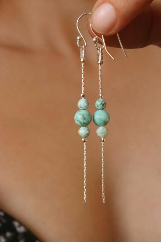 עגילי טורקיז לאישה, עגילים תלויים לאישה, עגילי כסף תלויים, עגילי אבן חן לאישה, עגילי אבן חן תלויים, עגילים מיוחדים