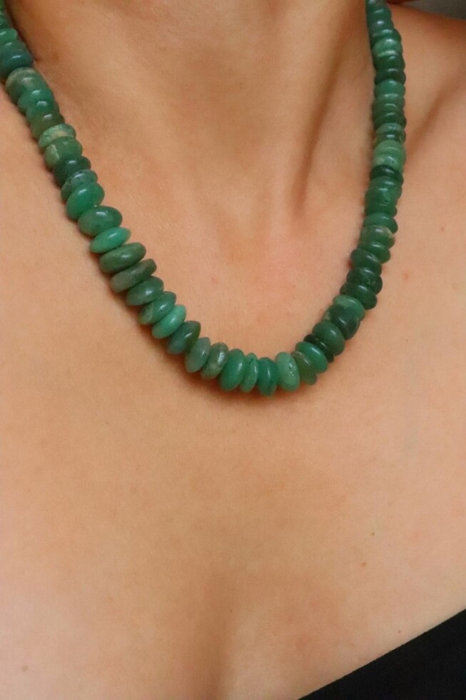 שרשרת אוונטורין לאישה, שרשרת אבני חן צ'אנקית, שרשראות אבנים לנשים, סגולות אבן אוונטורין, שרשרת אבנים ירוקות