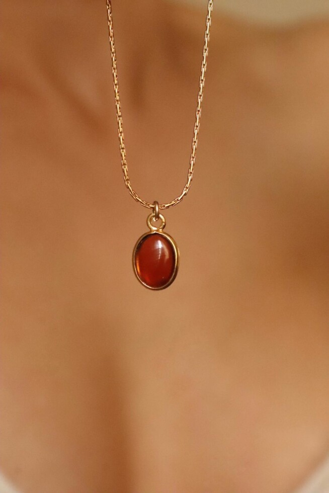 שרשרת גארנט לאישה, תליון אבן גארנט, שרשראות ציפוי זהב, שרשרת אבן חן לאישה, סגולות אבן גארנט, שרשראות זהב עם אבני חן (2)