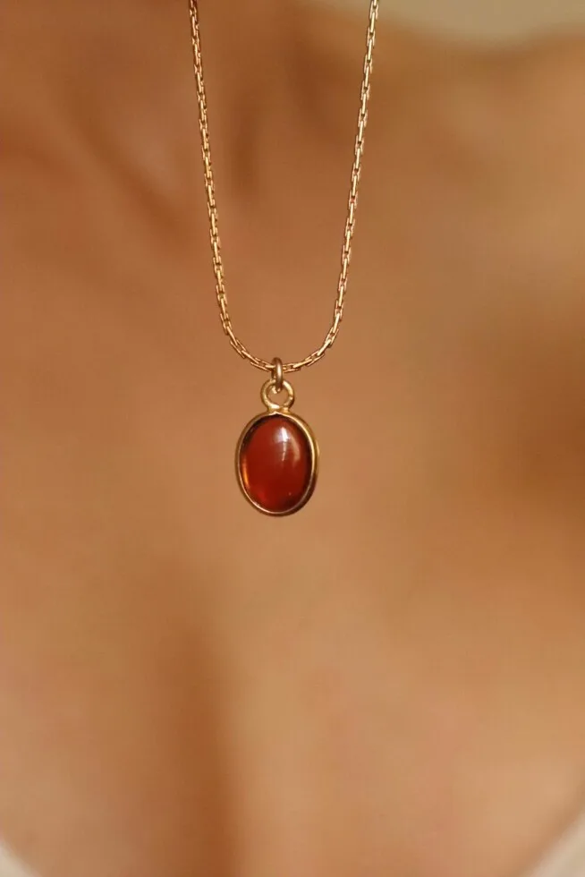 שרשרת גארנט לאישה, תליון אבן גארנט, שרשראות ציפוי זהב, שרשרת אבן חן לאישה, סגולות אבן גארנט, שרשראות זהב עם אבני חן (2)