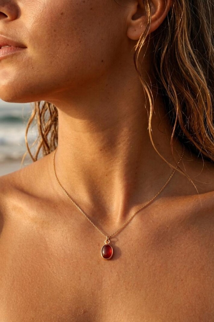 שרשרת גארנט לאישה, תליון אבן גארנט, שרשראות ציפוי זהב, שרשרת אבן חן לאישה, סגולות אבן גארנט, שרשראות זהב עם אבני חן (3)